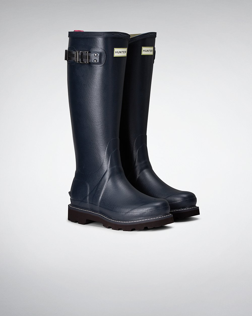 Hunter Balmoral Poly-Lined Tall Rain Boots - Online Sale Womens Navy - SLJRQV480